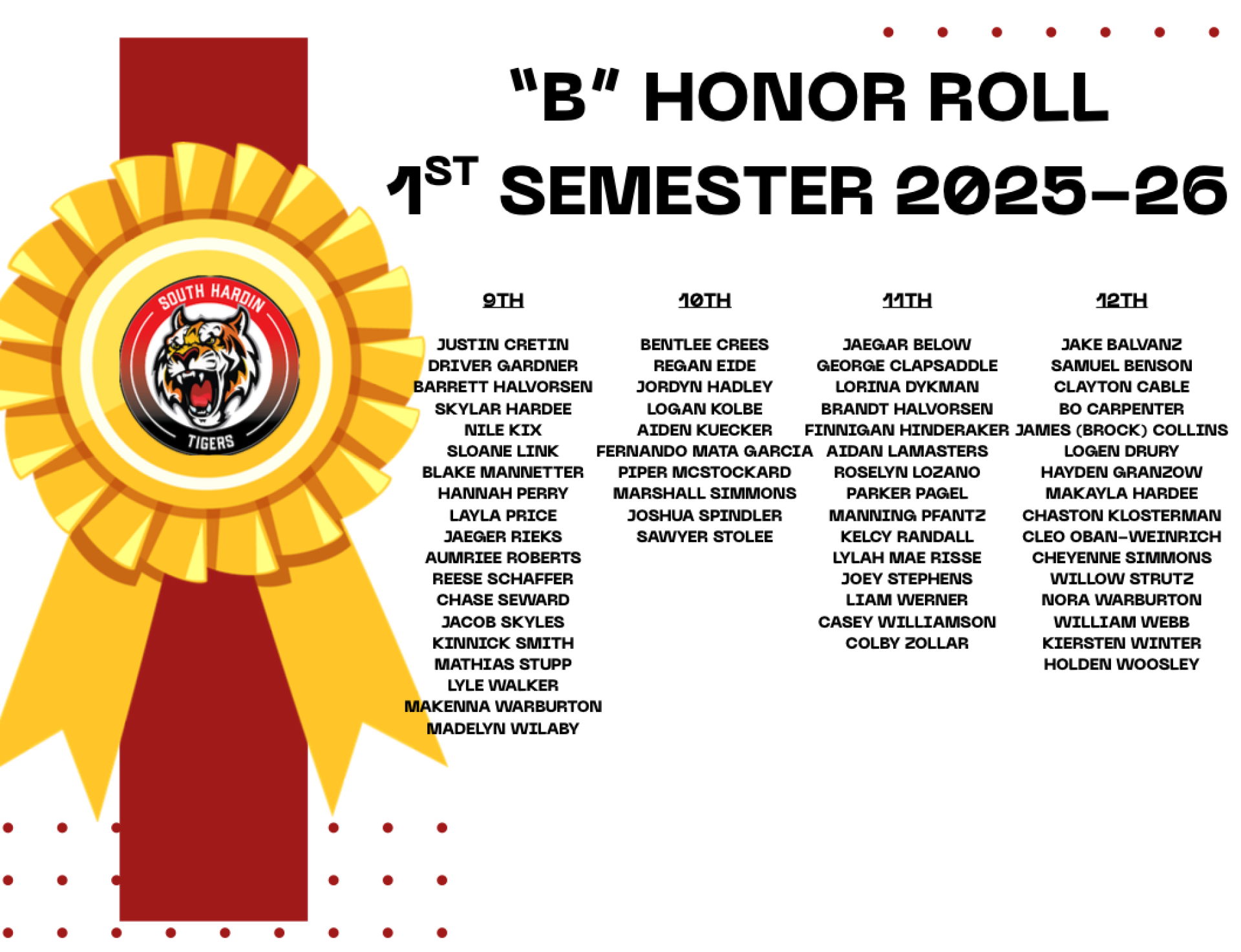 B Honor Roll